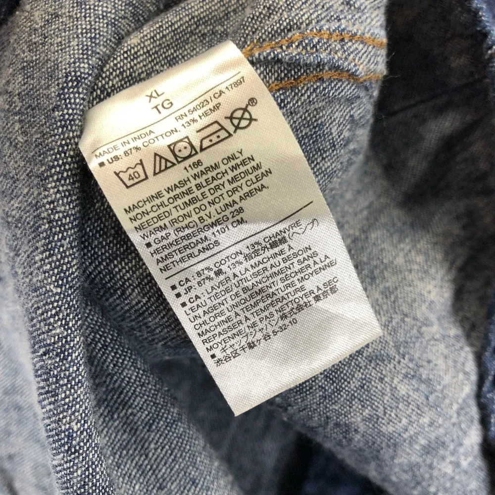 Banana Republic Shirt Men Extra Large Indigo Denim Heritage Workwear Cotton Hemp